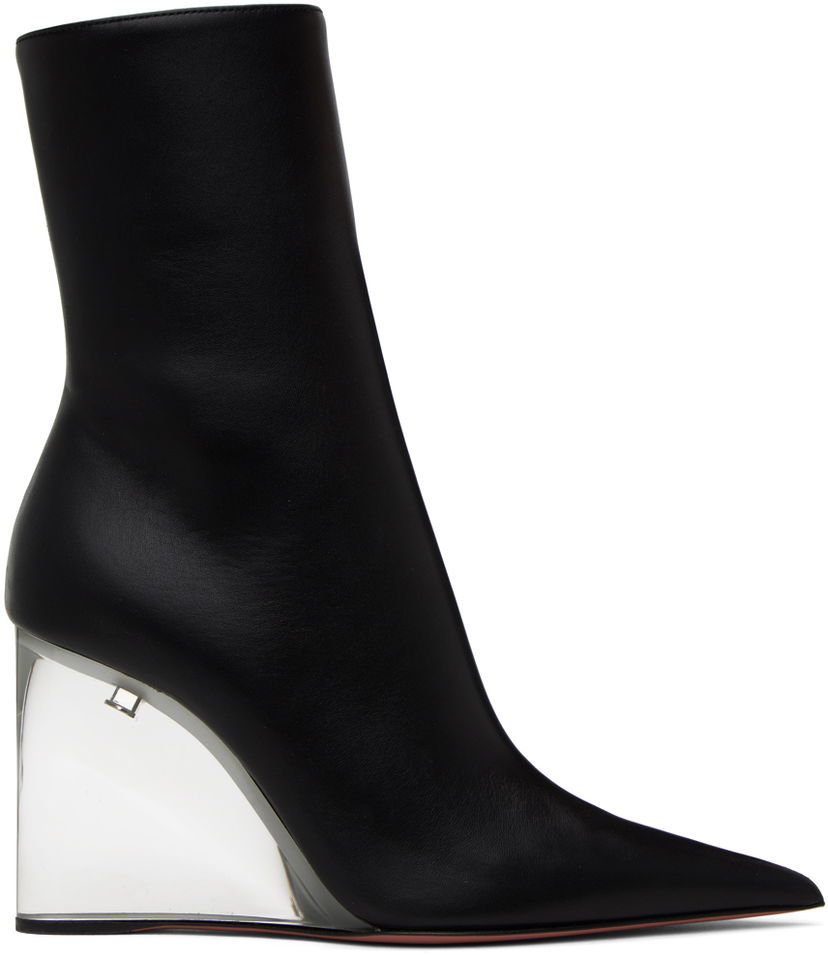Trenčkot Amina Muaddi Amina Muaddi Pernille Wedge Ankle Boots Čierna | PERNILLE HALF GLASS WEDGE NAPPA