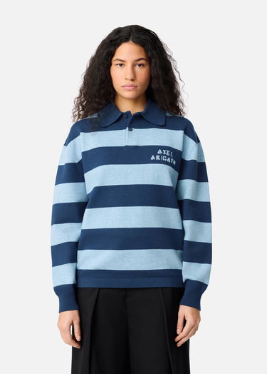 Sveter AXEL ARIGATO Frey Striped Long-Sleeve Polo Sweater Modrá | A3315001, 5