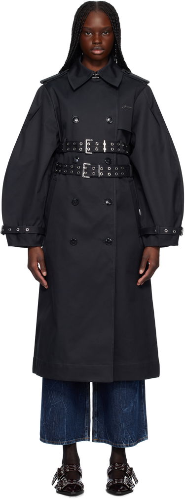 Trenčkot GANNI Ganni Bonded Cotton Trench Coat Čierna | W0395, 0