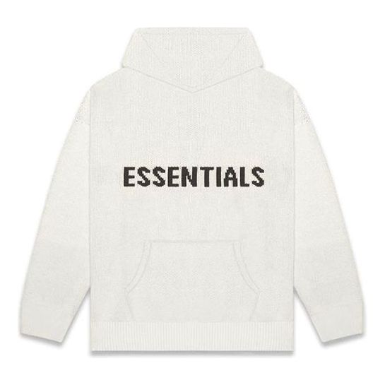 Mikina Fear of God Essentials Knit Logo Hoodie Biela | FOG-FW20-334