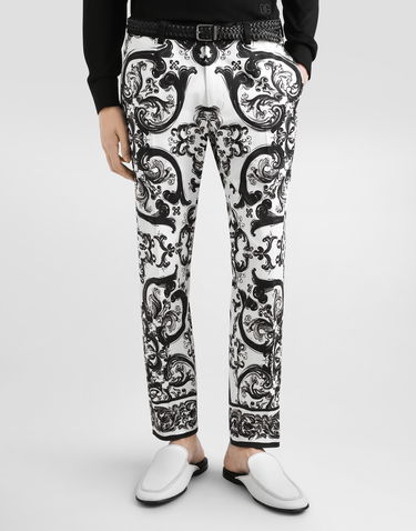 Nohavice Dolce & Gabbana Dolce & Gabbana Majolica-Print Trousers Biela | GYK9ETFPFSNHX5DQ, 3
