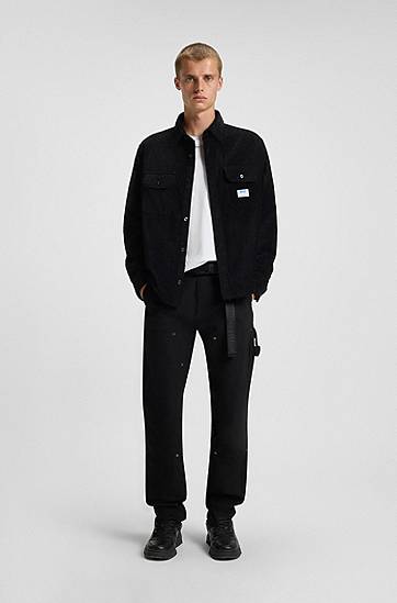 Košeľa BOSS Oversized-fit Cotton Corduroy Shirt Čierna | 50549793, 1