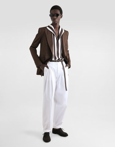 Nohavice Dolce & Gabbana Dolce & Gabbana Cotton Gabardine Double Darts Pants Biela | GP10DTFUFNVW0111, 1