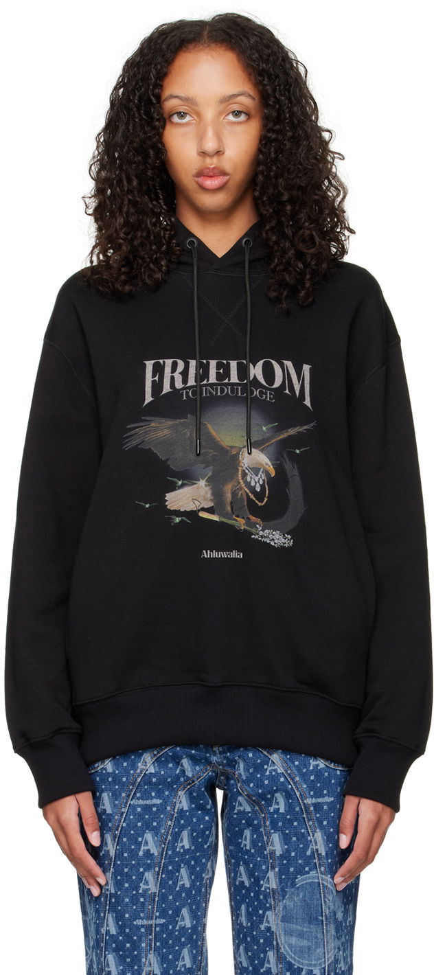 Mikina Ahluwalia Eagle Print Fleece Hoodie Čierna | U-AHLU-JE002-SS23-FA81-BK, 0
