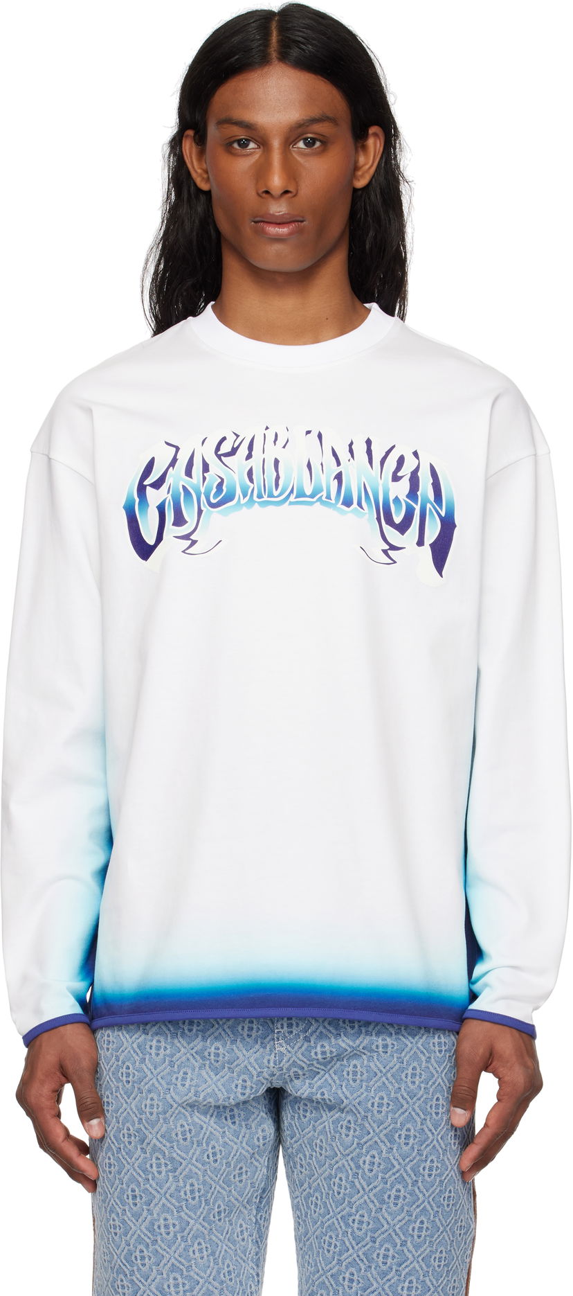 Sveter Casablanca Casablanca Fade Long Sleeve T-Shirt Biela | MS25-JTP-350-02