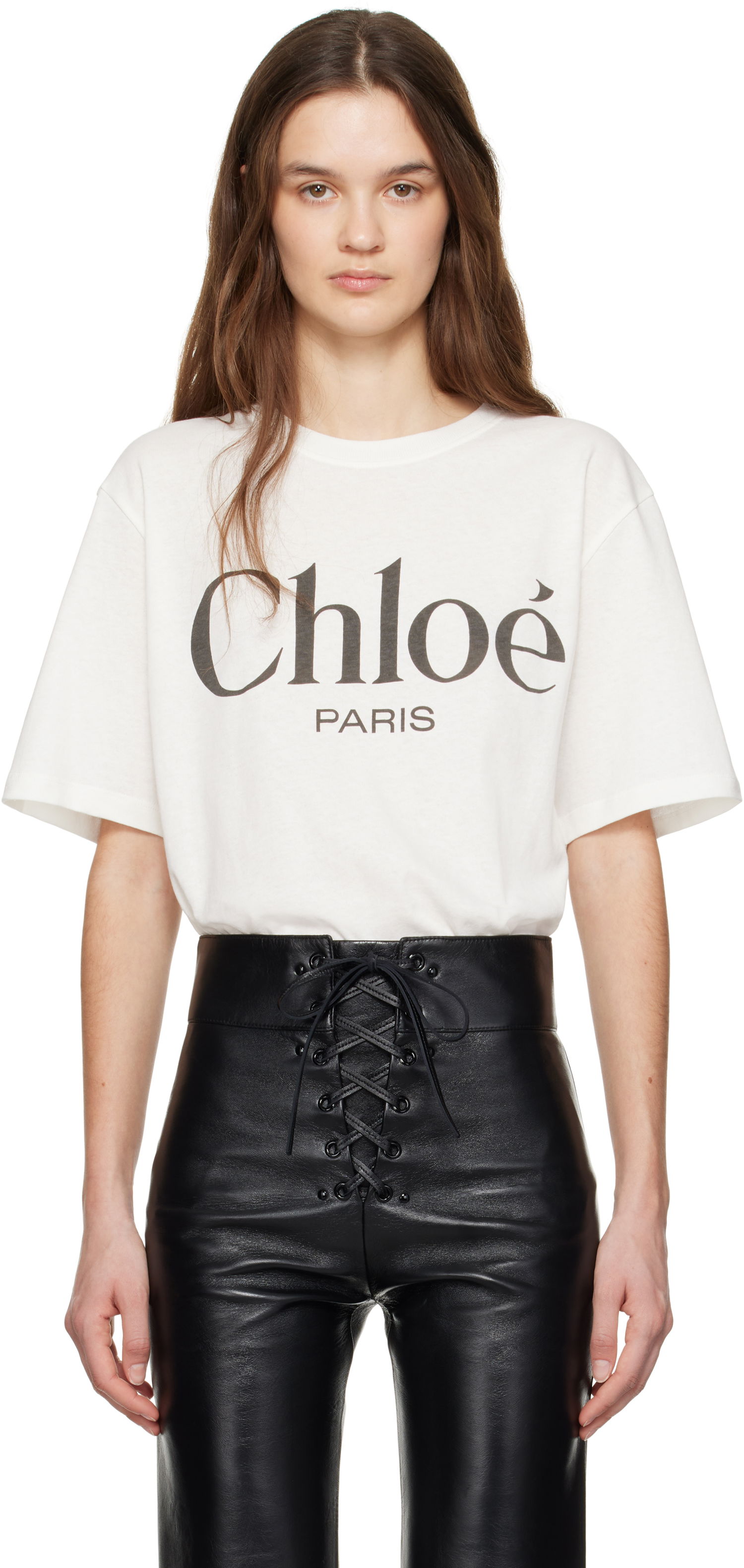 Tričko CHLOÉ Chloé Oversized Logo T-Shirt Biela | CH25SJH20191, 0