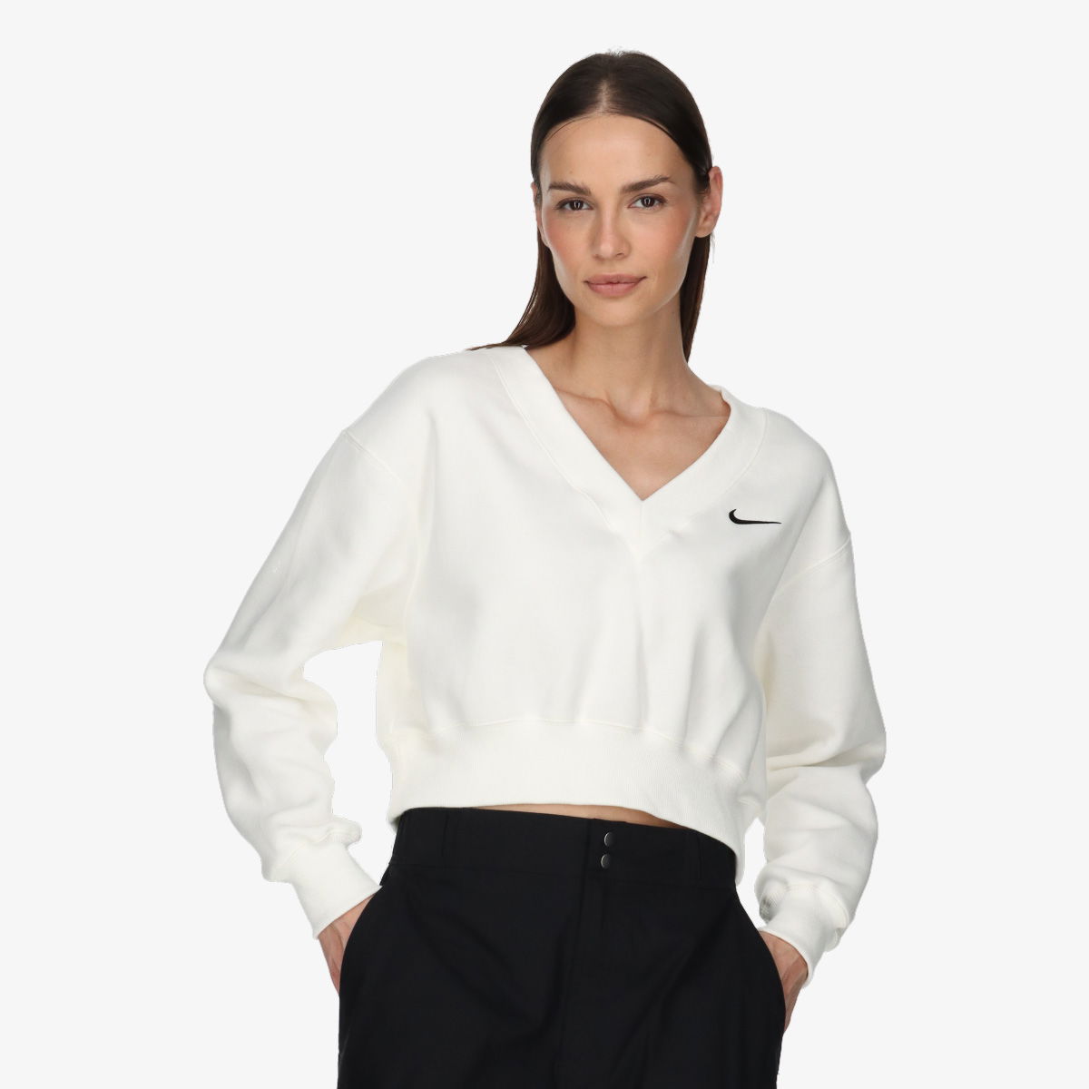 Sveter Nike W NSW PHNX FLC CROP VNECK Biela | FN3651-133, 0