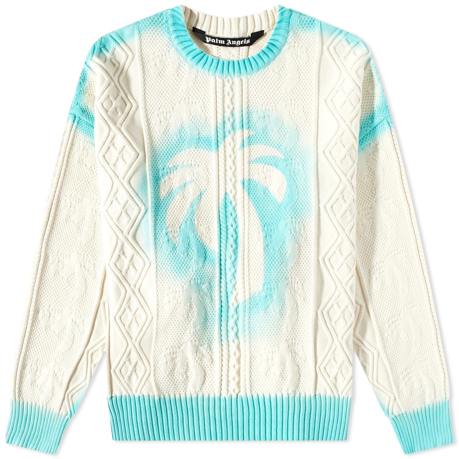 Sprayed Palm Cable Knit Sweat