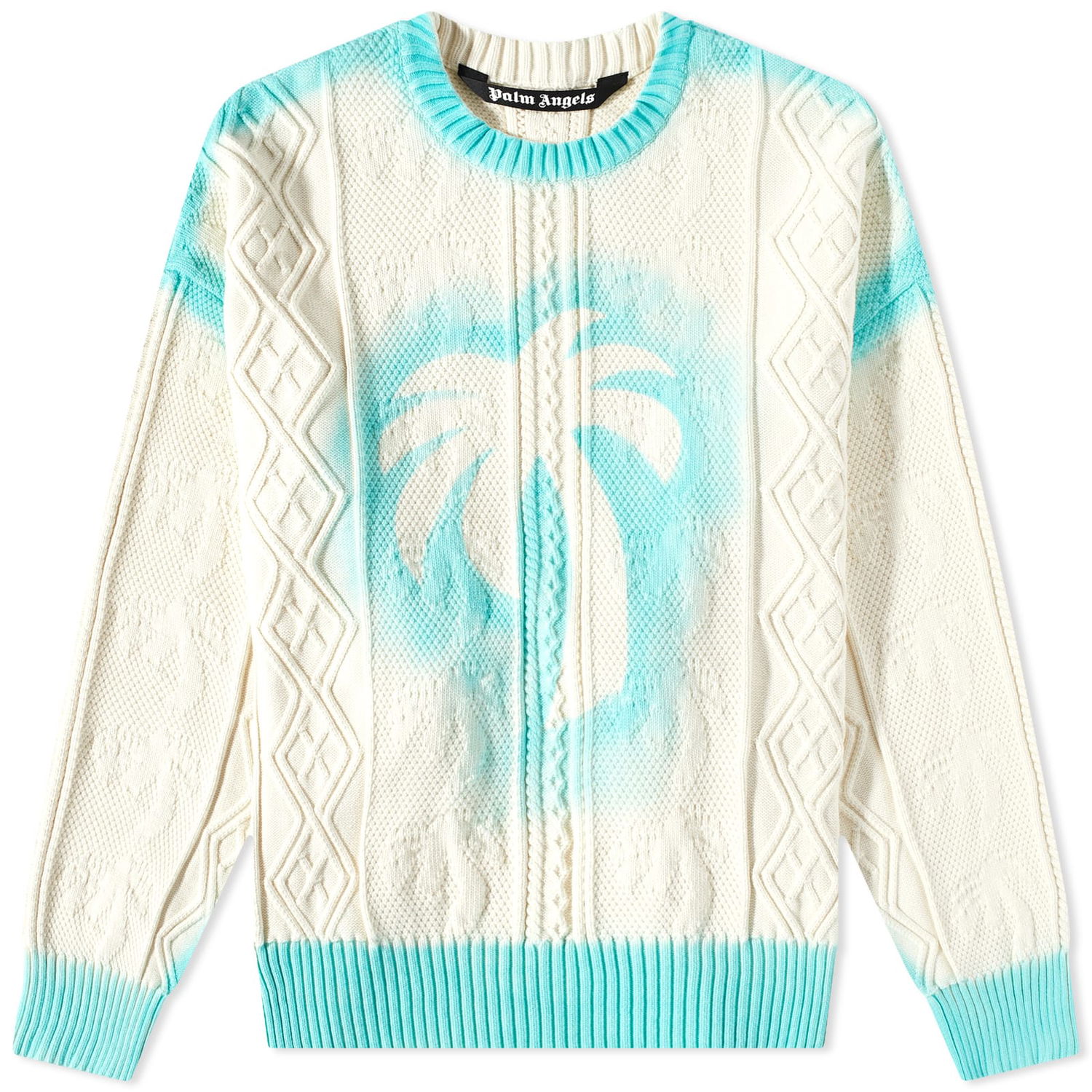 Sveter Palm Angels Sprayed Palm Cable Knit Sweat Rôznofarebný | PMHE007S23KNI0040340, 0