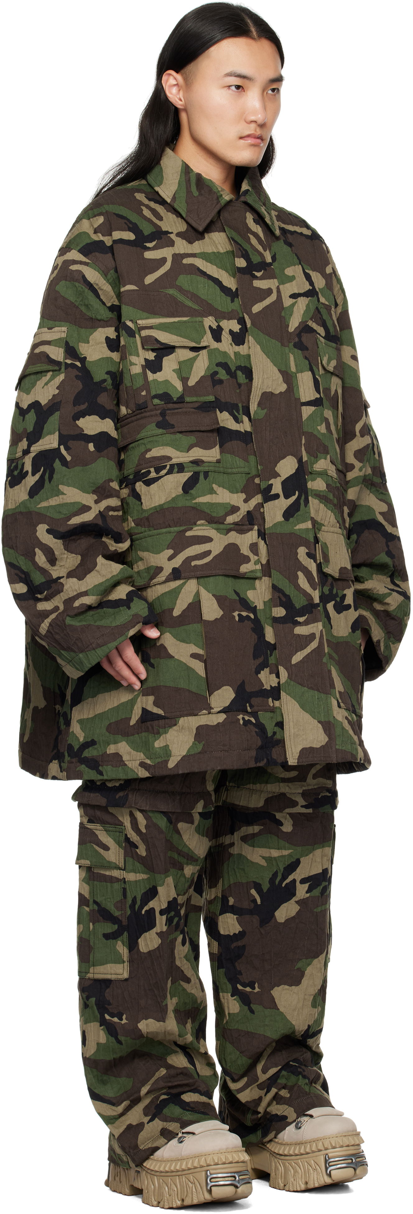 Parka VETEMENTS Vetements Runway Metalized Wrinkled Utility Jacket Zelené | UA66JA100X, 1