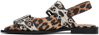 Oblečenie GANNI GANNI Leopard Satin Buckle Ballerina Flats Rôznofarebný | S2947, 2