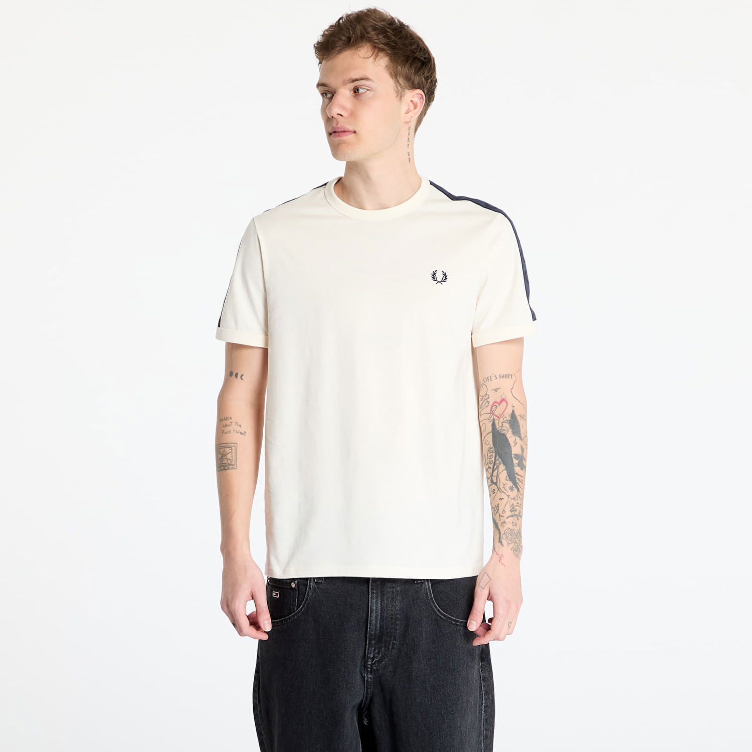 Tričko Fred Perry Fred Perry Contrast Tape Ringer T-Shirt Béžová | M4613 170, 0