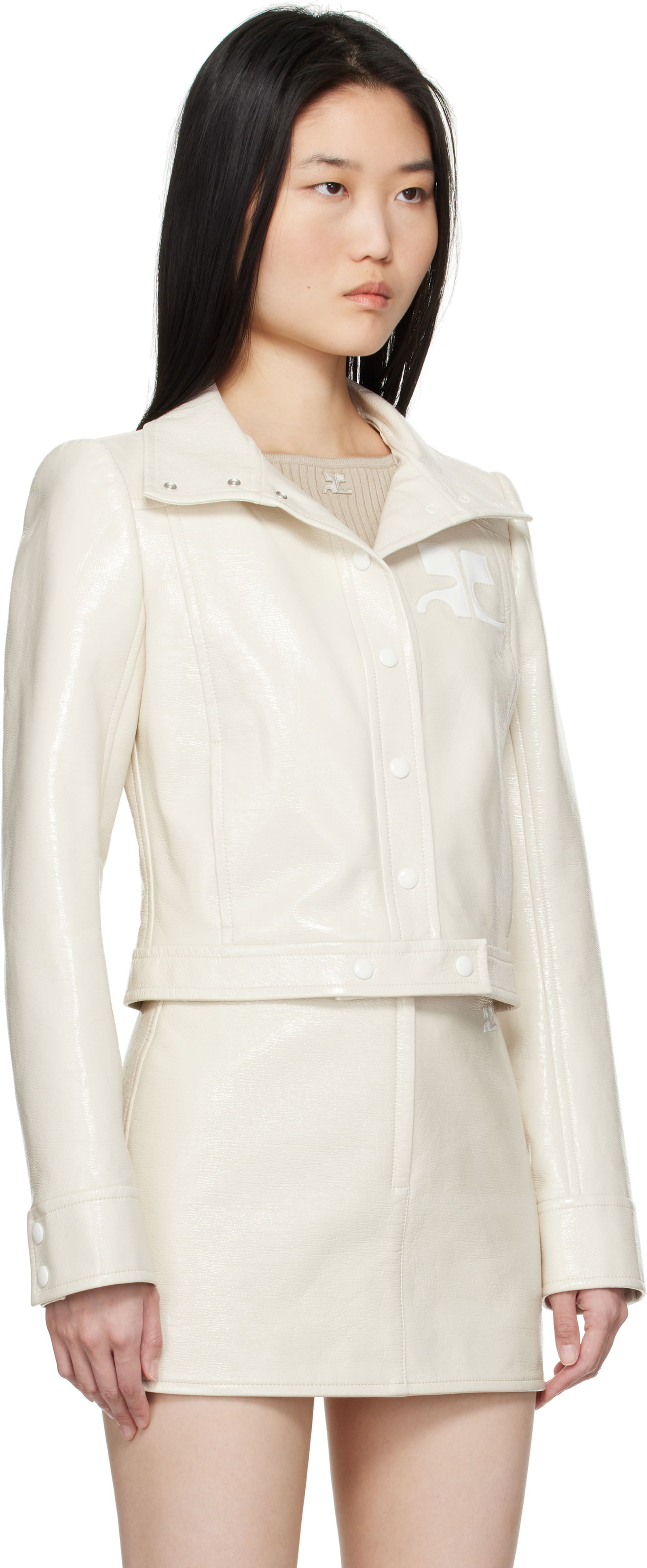 Courrèges Reedition Cropped Faux-Leather Jacket