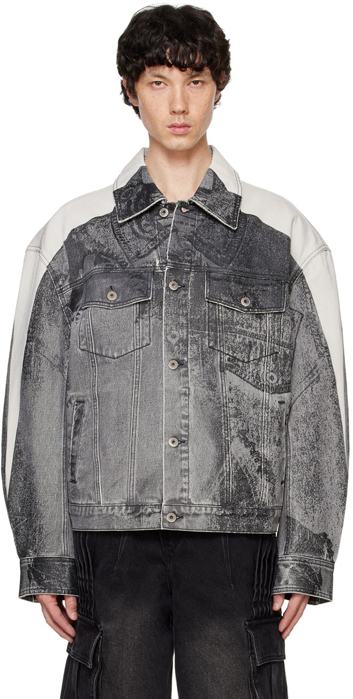 Bunda Feng Chen Wang Feng Chen Wang Printed Denim Jacket Šedá | FUF18JK06, 0