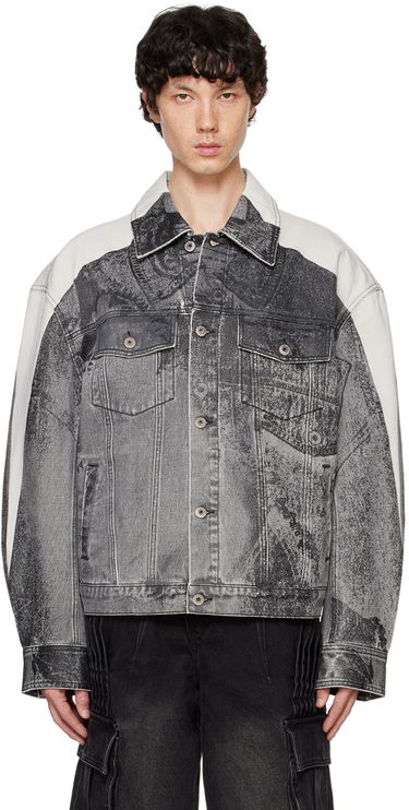 Bunda Feng Chen Wang Feng Chen Wang Printed Denim Jacket Šedá | FUF18JK06, 0