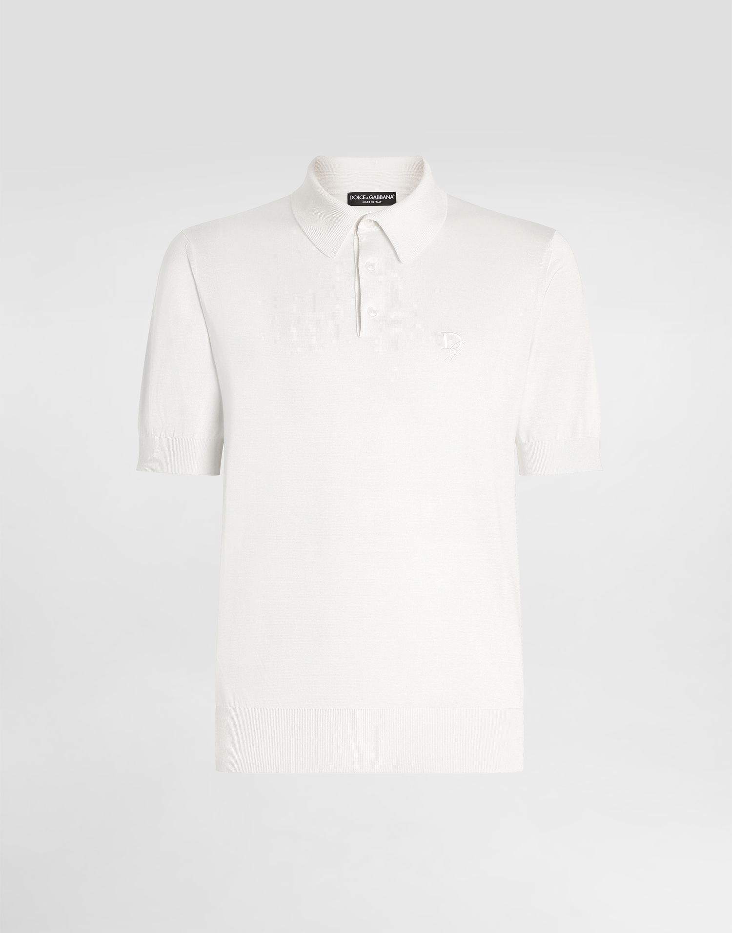 Polo tričko Dolce & Gabbana Dolce & Gabbana Silk Polo-Shirt With Logo Embroidery Biela | GXZ02ZJBSK3W0001, 0