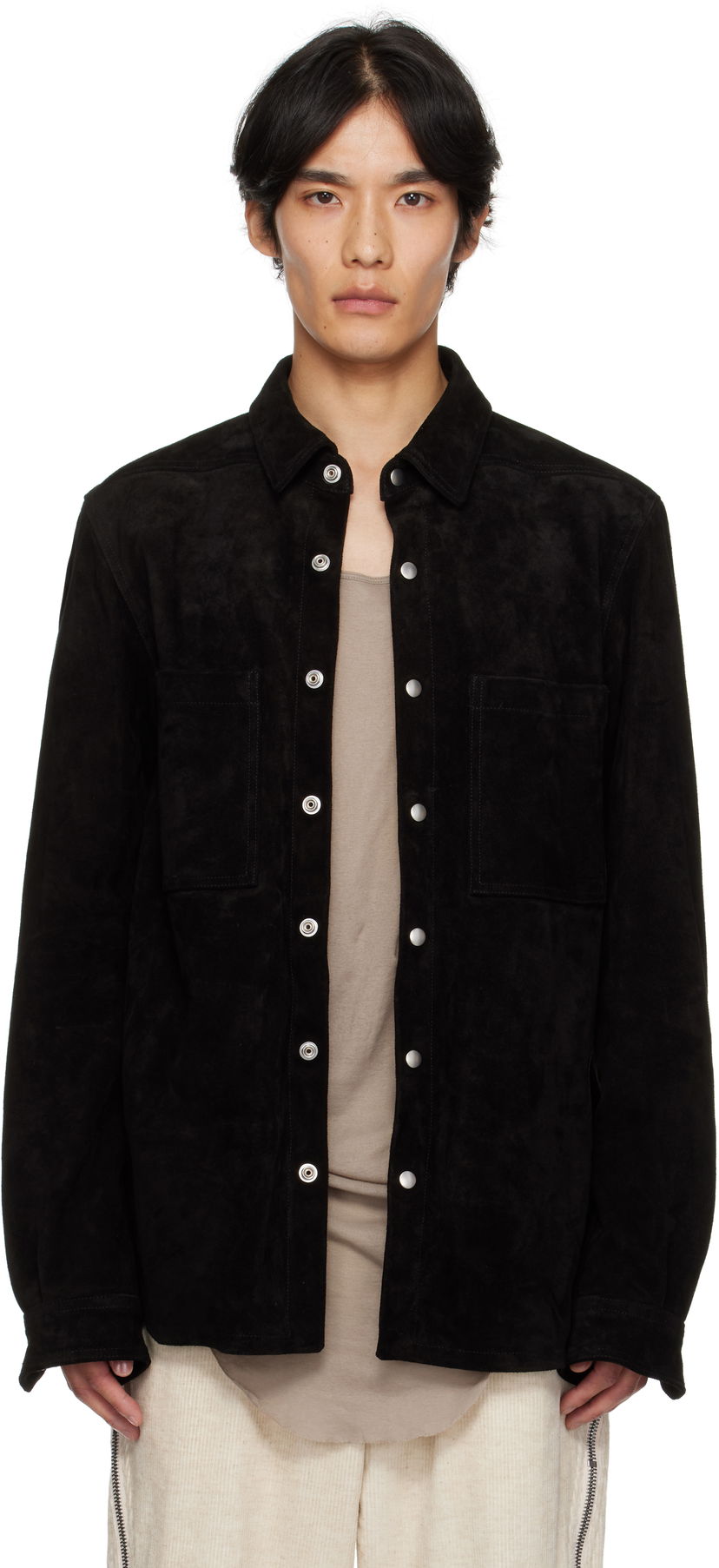 Bunda Rick Owens Rick Owens Concordians Suede Overshirt Čierna | RU02E1744 LCS