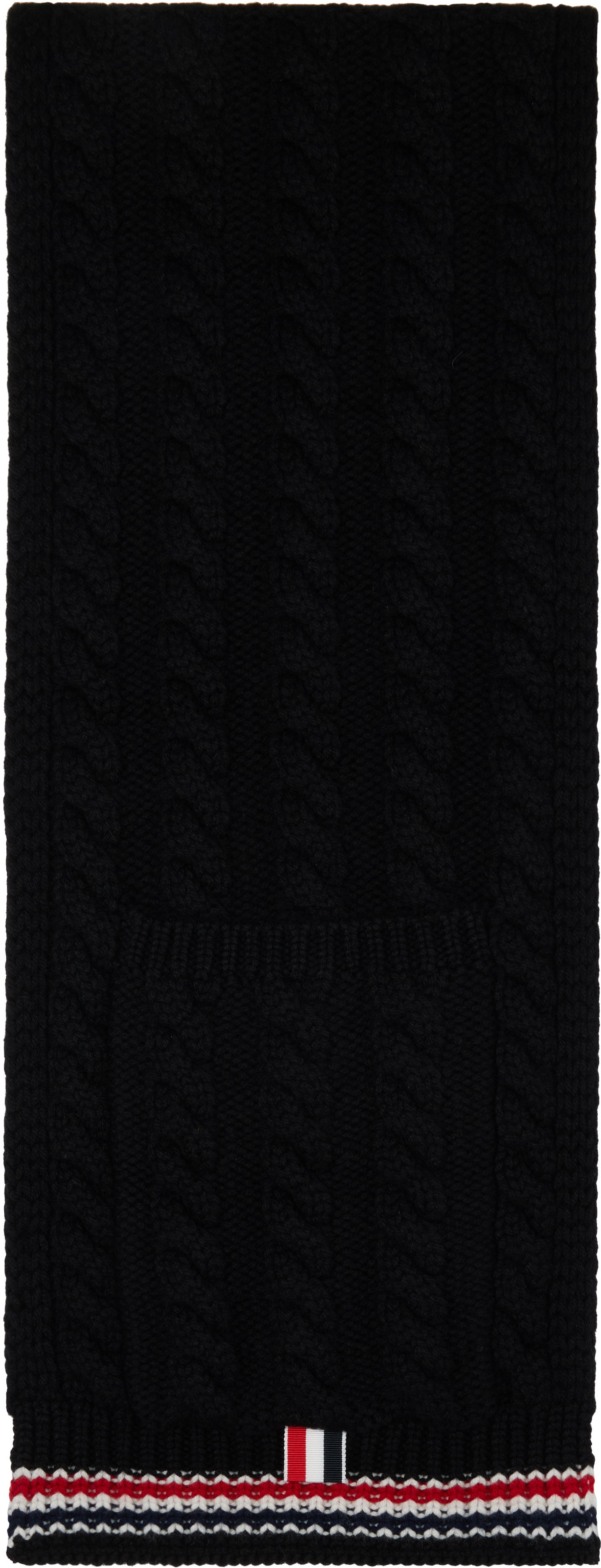 Šál Thom Browne Cable Stitch RWB Stripe Pocket Scarf Čierna | UKS023A-Y2001, 0