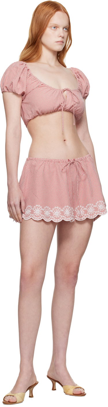 Crop Top GUIZIO Guizio Ravello Gingham Crop Top Červená | P25102W153, 3