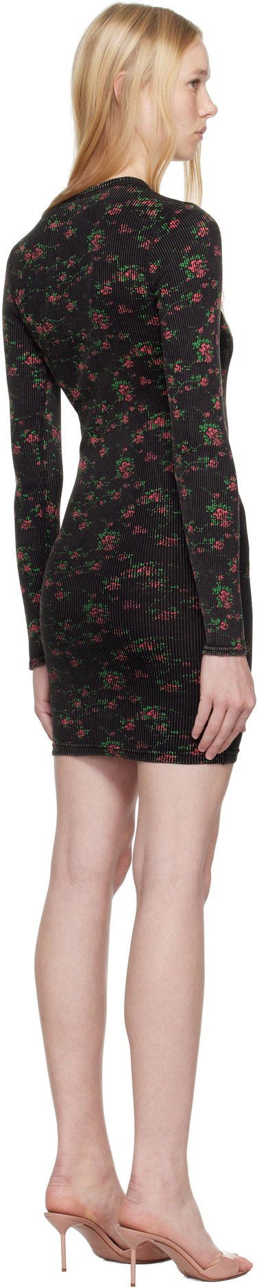 Šaty Alexander Wang Alexander Wang Floral-Print Ribbed Mini Dress Čierna | 8C1246646P, 2