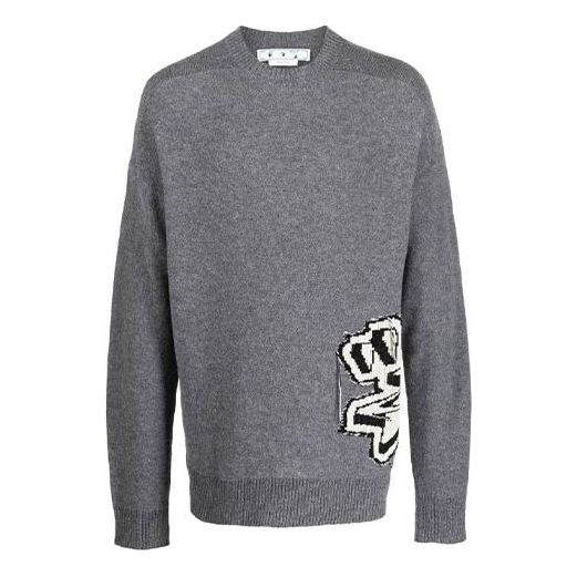 Sveter Off-White Off-White FW22 Knit Round Neck Wool Sweater Šedá | OMHE125F22KNI0010610-MEDIUM