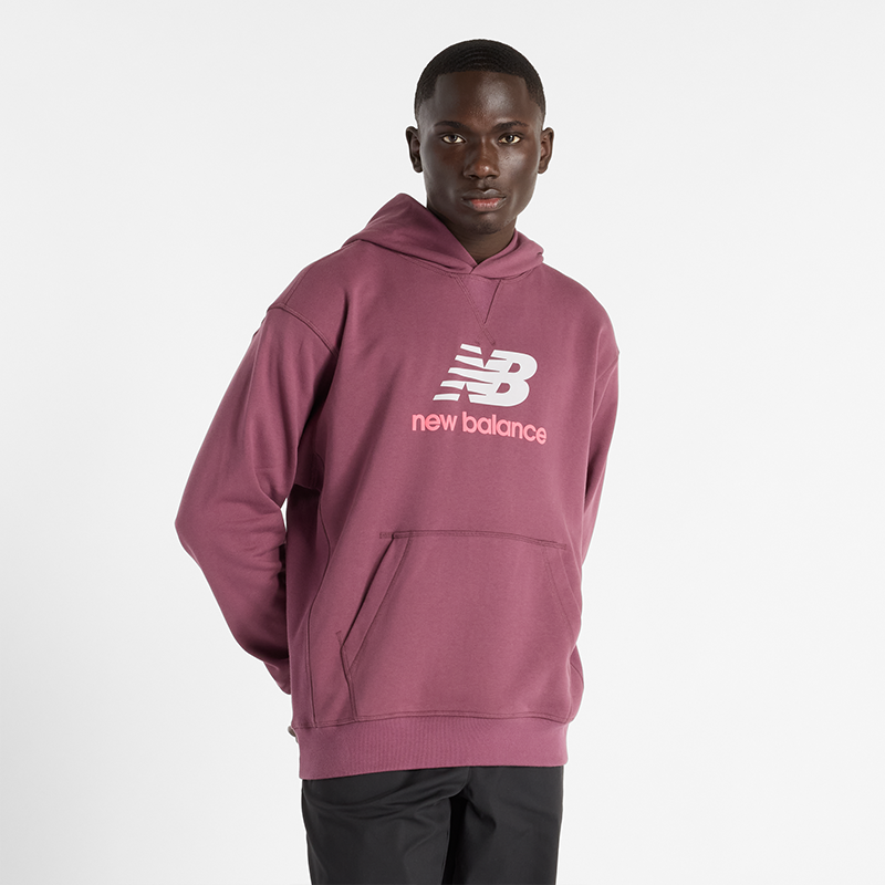 Mikina New Balance Essentials Stacked Logo Hoodie Vínová | NBMT51512FDP, 0