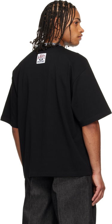 Tričko AAPE by A Bathing Ape Oversized Crewneck T-shirt with AAPEUNVS and Aape Universe Embroidery Čierna | AAPTEM1659XXNBKX, 2