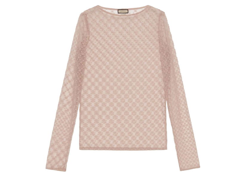 Tričko Gucci GG Star Tulle Top Beige Béžová | ‎692508 XUAEB 5101