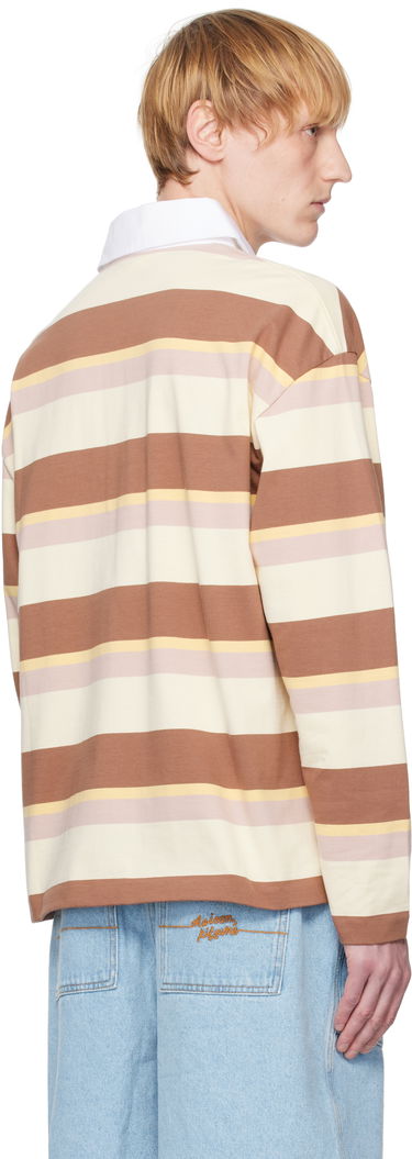 Polo tričko MAISON KITSUNÉ Maison Kitsuné Striped Oversize Long Sleeve Polo Hnedá | OM00207KJ7019, 2