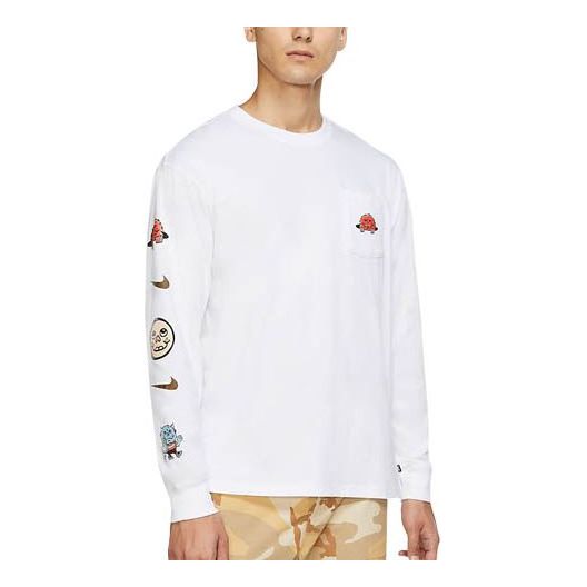 Tričko Nike SB SB Cartoon Logo Pocket Skateboarding Long Sleeve T-Shirt Biela | CZ6176-100, 0