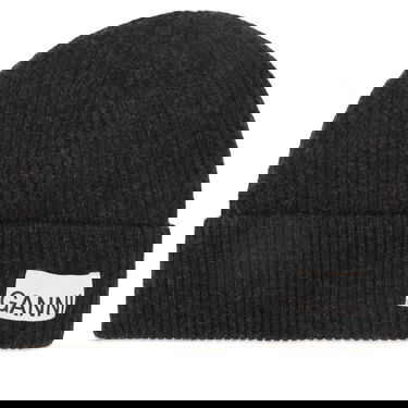 Kulicha GANNI Light Structured Rib Knit Beanie Čierna | A5118-PHANTOM, 0