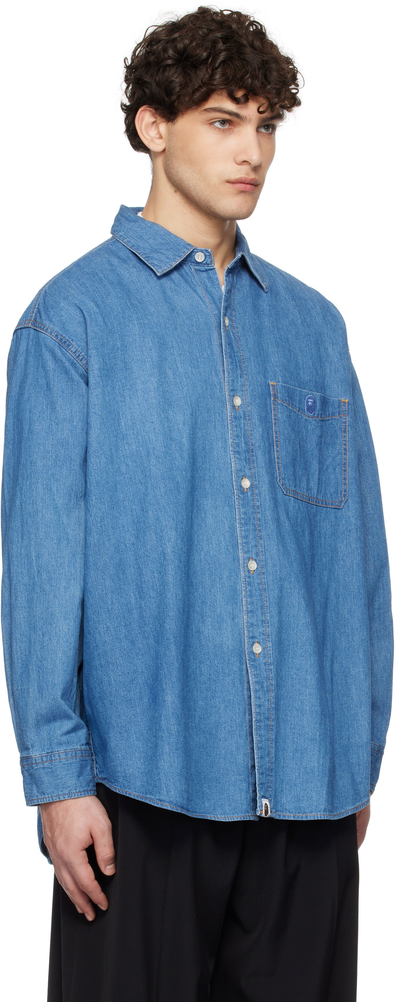 Košeľa BAPE Relaxed Fit Denim Shirt Modrá | 001SHK221003F, 1