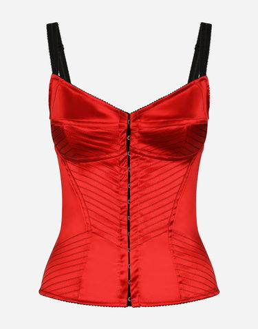 Body Dolce & Gabbana Satin Bustier Top Červená | F771STFURADR2244, 0