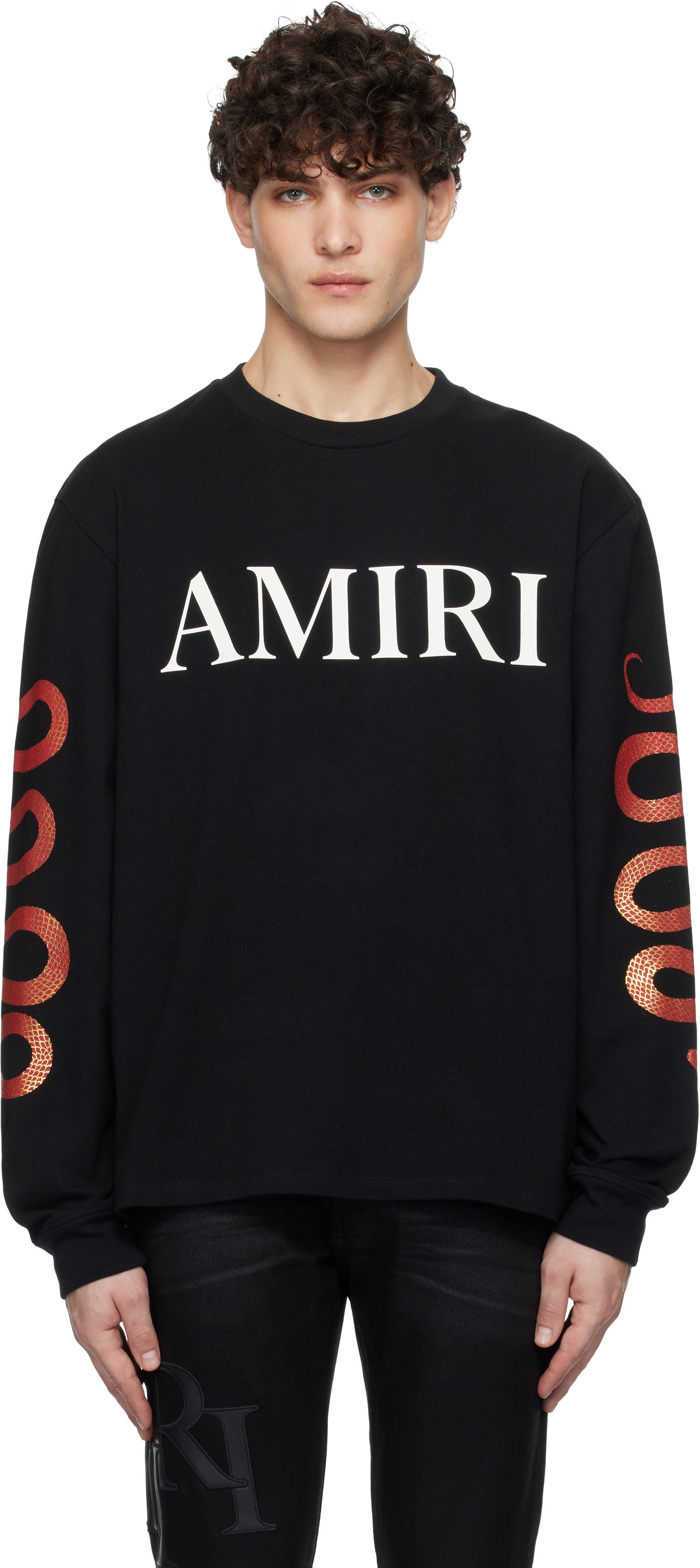 Tričko AMIRI Snake Print Longsleeve T-Shirt Čierna | AMJYTE1156, 0