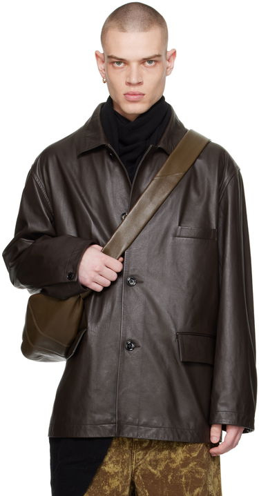 Bunda LEMAIRE Lemaire Spread Collar Leather Jacket Hnedá | OW1074 LL0068, 0