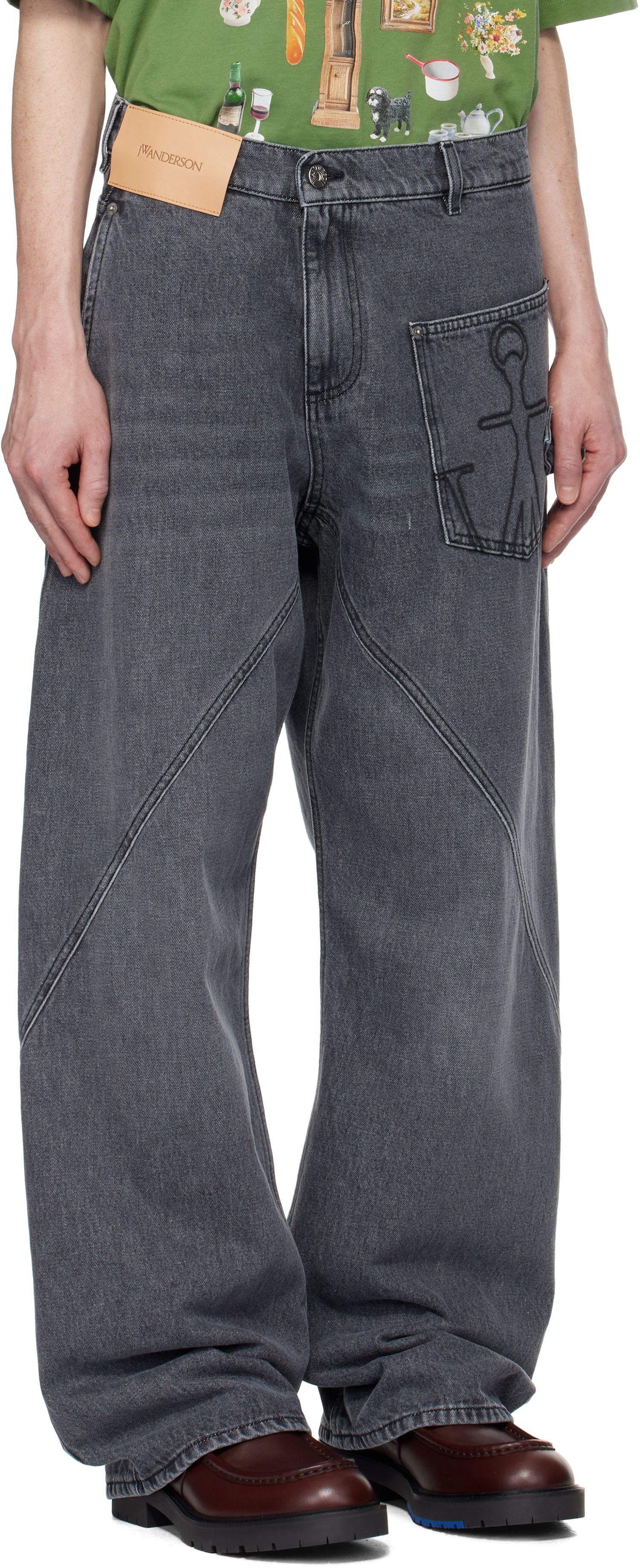 Džínsy JW Anderson JW Anderson Twisted Workwear Denim Jeans Šedá | DT0110-PG1745, 1
