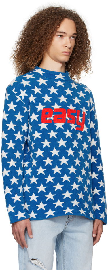 Sveter ERL 'Easy' Star-Print Knit Sweater Modrá | ERL07N006, 3