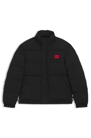 Prešívaná bunda BOSS Water-repellent Padded Puffer Jacket with Logo Patch Čierna | 50547887
