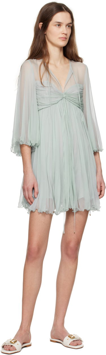 Šaty CHLOÉ Chloé Pleated Mini Dress Zelené | CH25SRO27116, 4