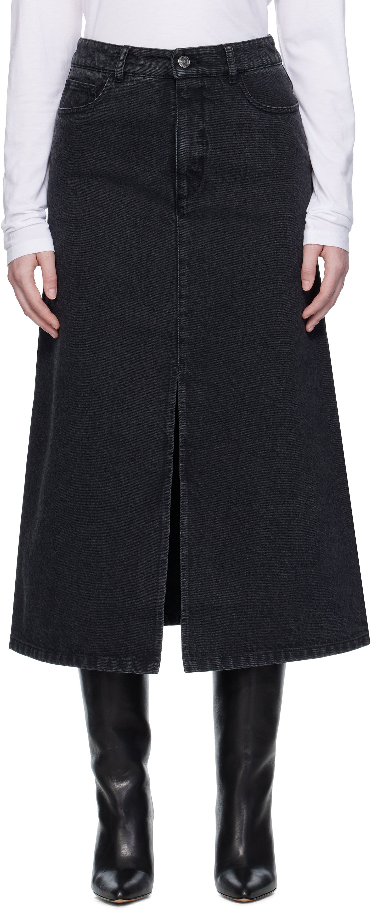 Sukňa A.P.C. A.P.C. Georgia Denim Midi Skirt Čierna | COHDK-F06423, 0