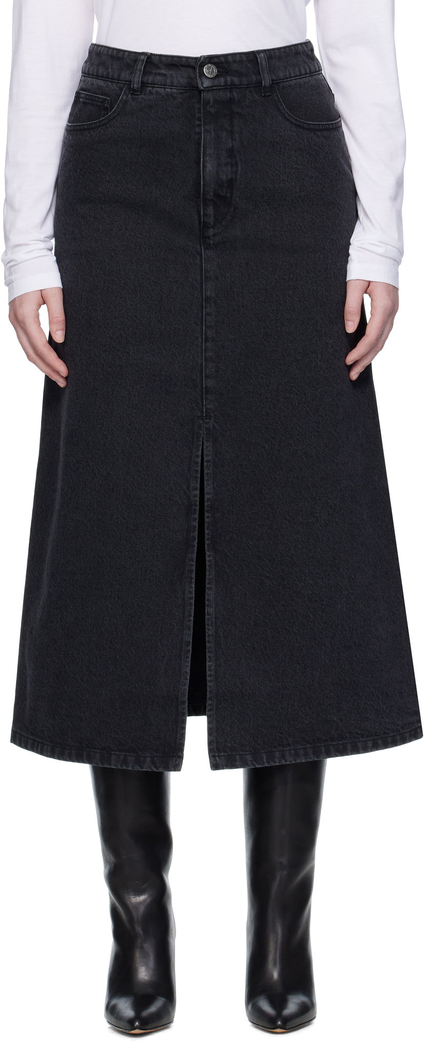 Sukňa A.P.C. A.P.C. Georgia Denim Midi Skirt Čierna | COHDK-F06423