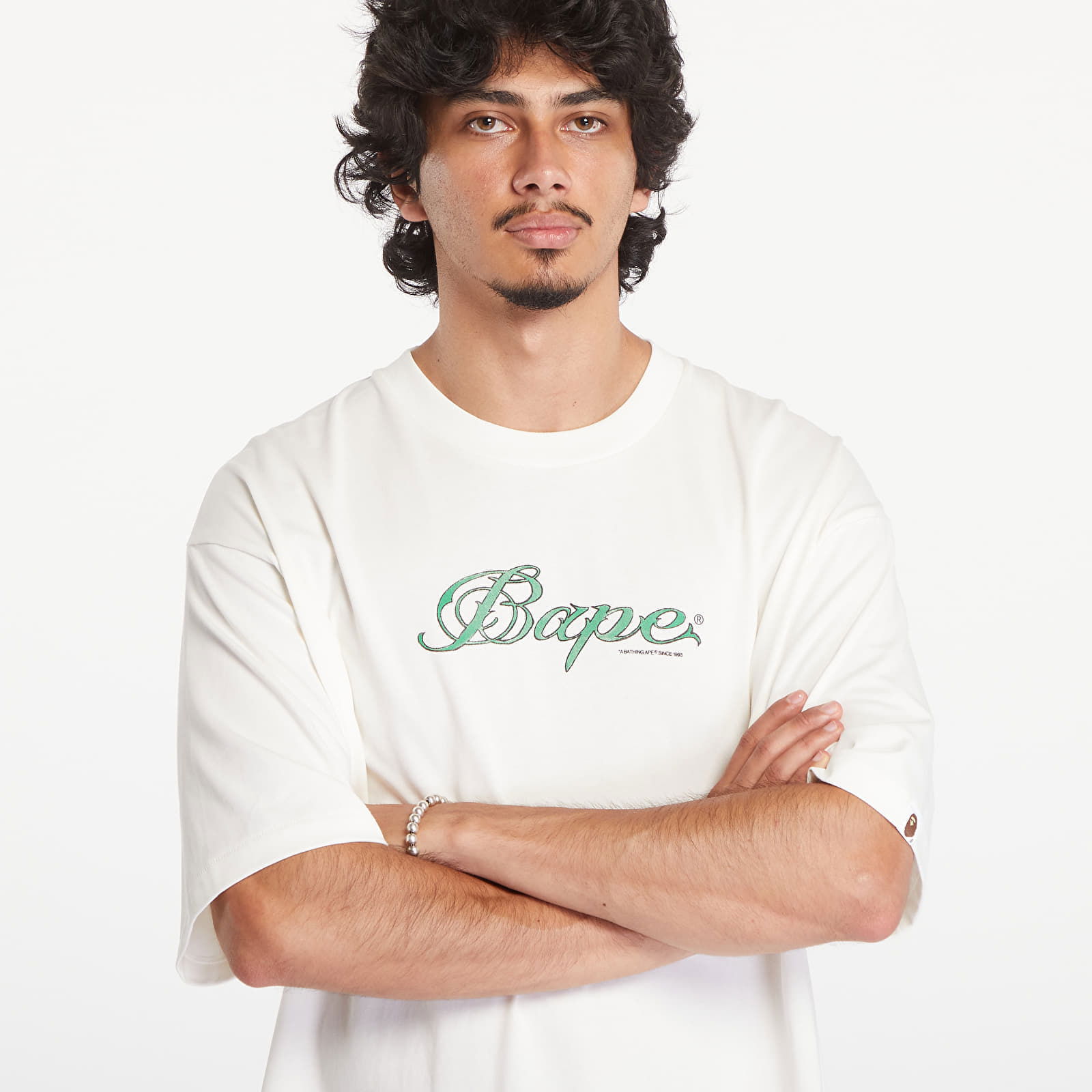 A BATHING APE Logo Relaxed Fit Short Sleeve Tee Ivory