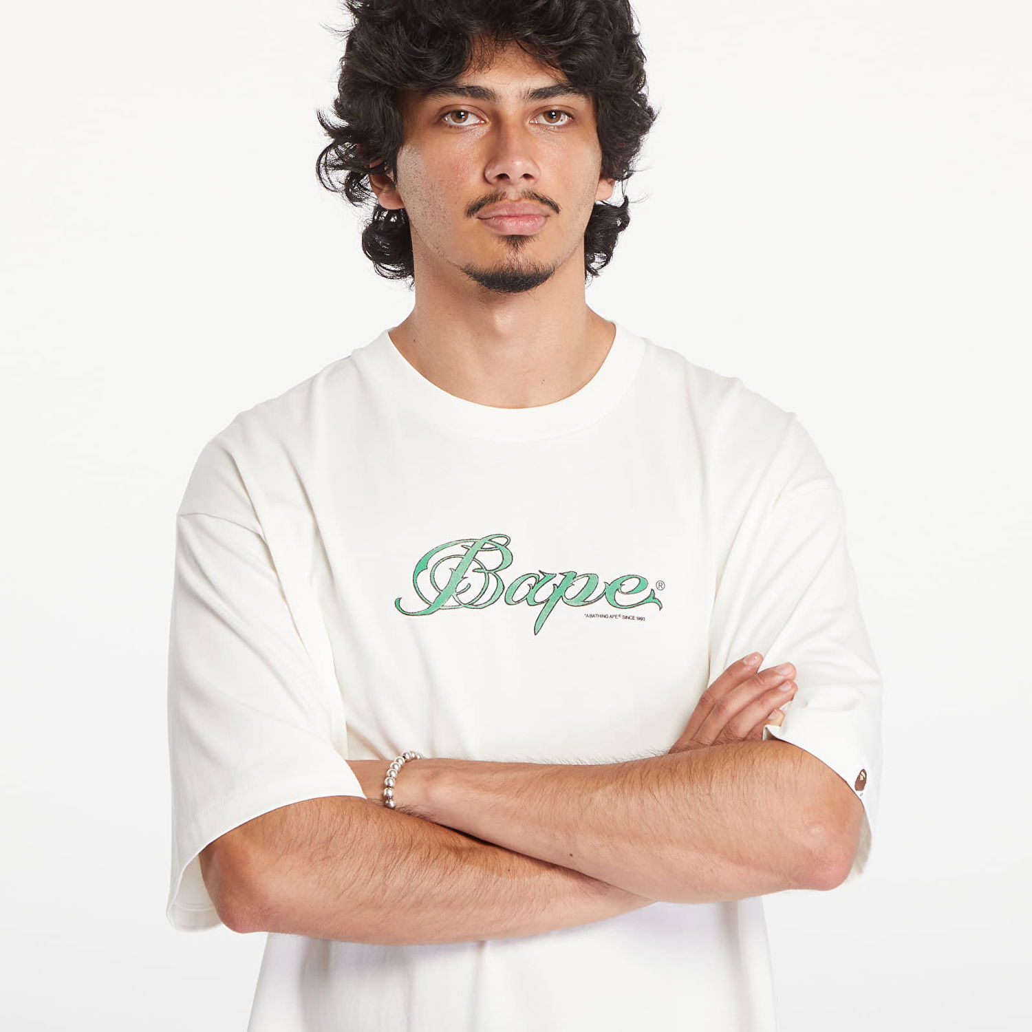 Tričko BAPE A BATHING APE Logo Relaxed Fit Short Sleeve Tee Ivory Biela | 001TEK801316M IVY, 1