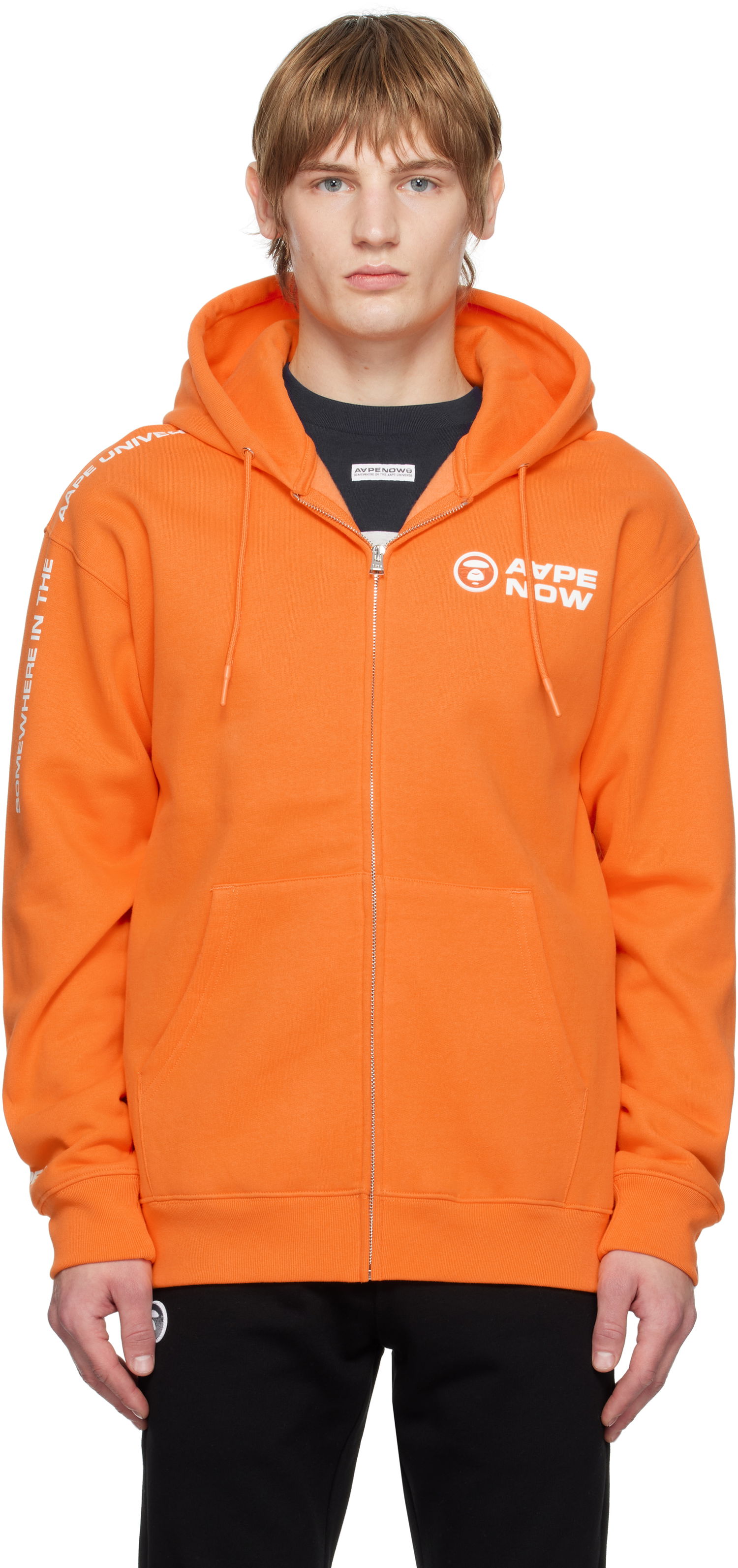 Mikina AAPE by A Bathing Ape AAPE by A Bathing Ape 'AAPE NOW' Zip-Up Hoodie Oranžová | AAPSWMB327XXNORL, 0