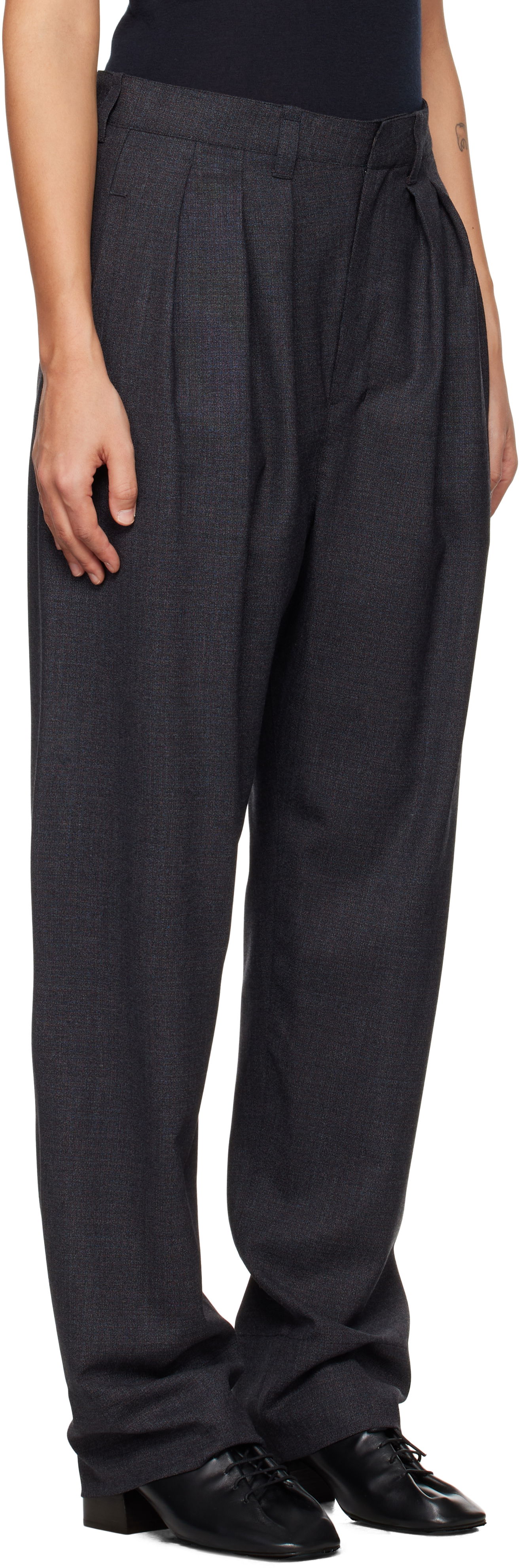 Nohavice LEMAIRE Pleated Tailored Trousers Navy | PA1093 LF1280, 1