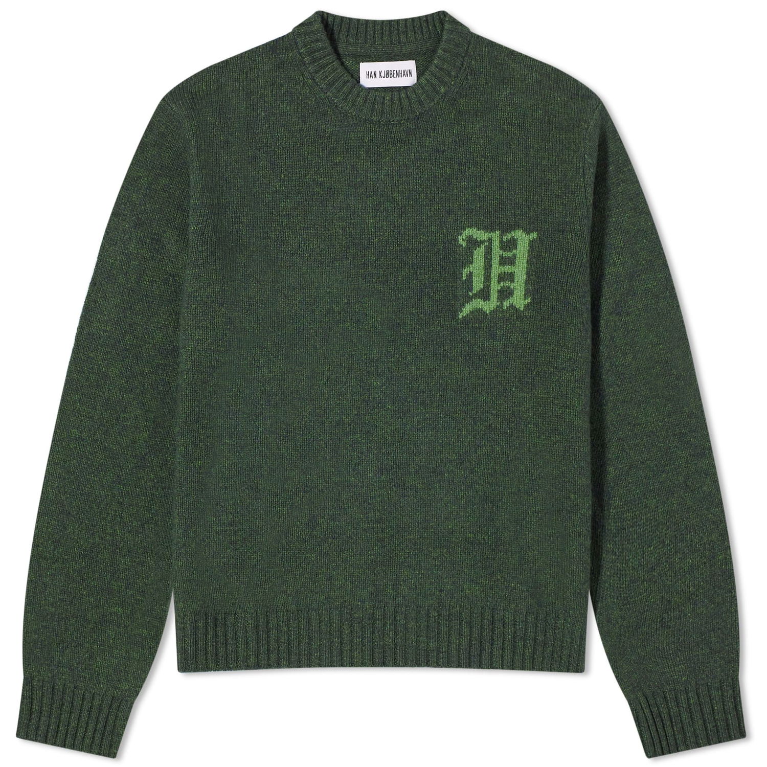 Sveter Han Kjøbenhavn Intarsia Logo Knit Sweater Zelené | M-133042-GRY, 0
