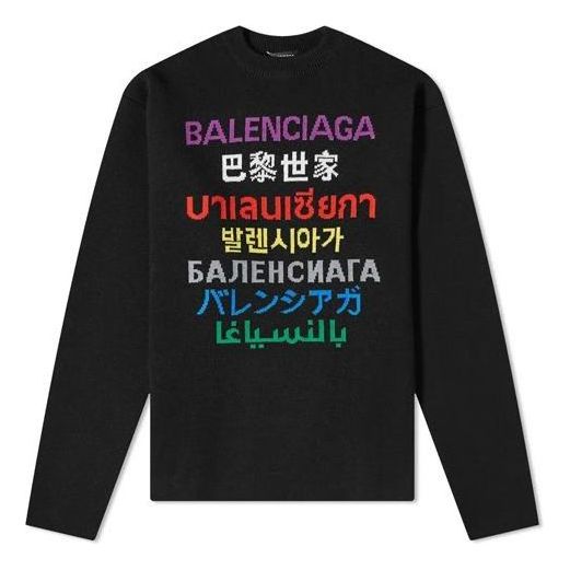Sveter Balenciaga Balenciaga Crew Neck Languages Knit Sweater Čierna | 646491T15952771