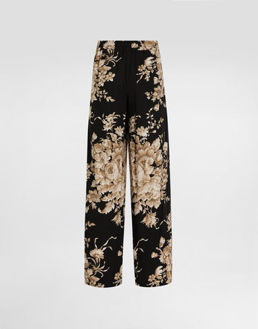 Nohavice Dolce & Gabbana Dolce & Gabbana Rose-print Silk Vanity Pants Rôznofarebný | FTC12TFSA7YHN4OX, 1