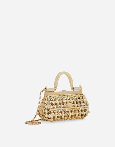 Kabelka Dolce & Gabbana Dolce & Gabbana Woven Pearl Embellished Top Handle Bag Metalická | BB7618AV60189329, 2