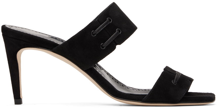 Manolo Blahnik Nebre Suede Heeled Mules